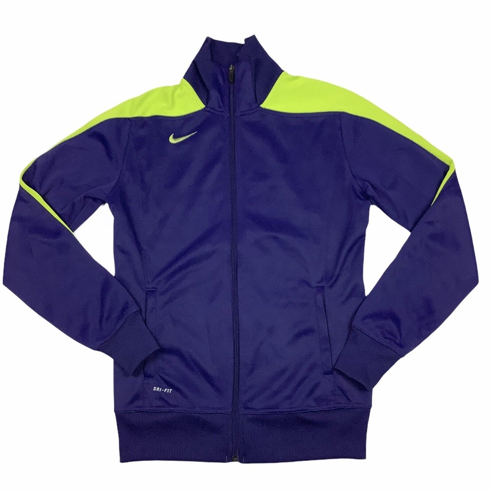 Nike Dri-Fit Women's Size M Purple Green Full Zip Athletic Athleisure Jacket